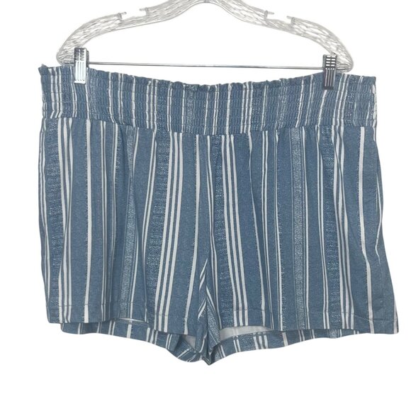 Time and Tru Elastic Waist Short Womens XL Blue White Striped Pull On - Picture 1 of 9